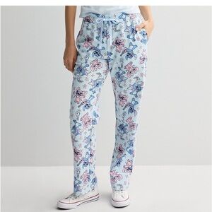 🆕Disney Lilo and Stitch Lounge Pants Drawstring Pajama Bottom Blue Junior Large